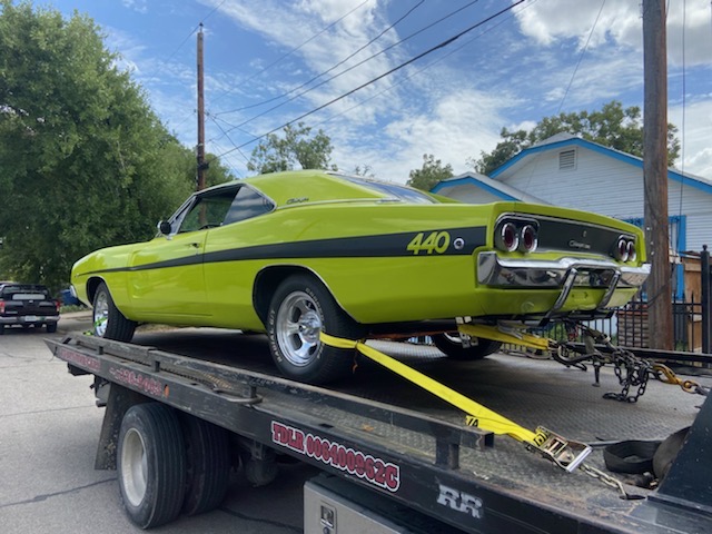 Towing fully restored \'69 Dodge Charger from San Antonio to Somerset